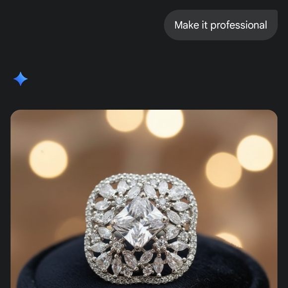 Elegant Silver Diamond Ring - Picture 3 of 5